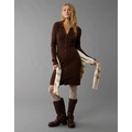 AE Long-Sleeve Bodycon Sweater Polo Mini Dress