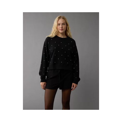 아메리칸이글 AE Embellished Cropped Crew Neck Sweatshirt