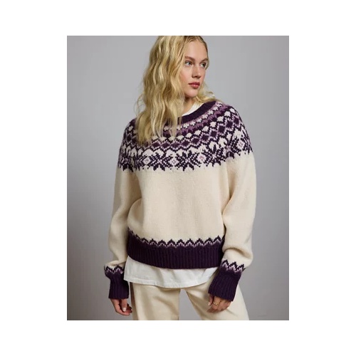 아메리칸이글 AE77 Premium Shrunken Fair Isle Cocoon Sweater