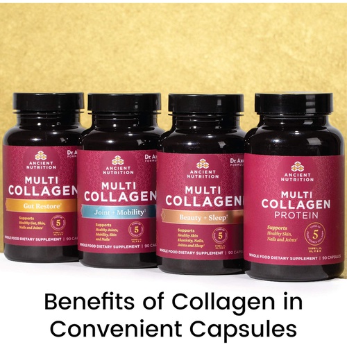  Ancient Nutrition Collagen Pills for Joint Support, Multi Collagen Capsules 90 Ct, Joint + Mobility, Supports Joints, Skin & Nails, Exercise Recovery, Paleo and Keto Friendly, Glut
