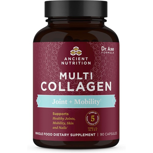  Ancient Nutrition Collagen Pills for Joint Support, Multi Collagen Capsules 90 Ct, Joint + Mobility, Supports Joints, Skin & Nails, Exercise Recovery, Paleo and Keto Friendly, Glut