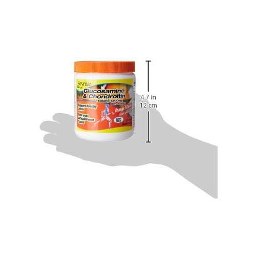  Arymar Glucosamine & Chondroitin Powder 1500mg-1200mg with Collagen Orange Flavor Support Healthy Joints, Orange, Orange, 300 Gram, X-Large
