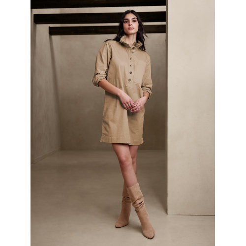 바나나리퍼블릭 bananarepublic Ruffle-Neck Mini Shirtdress