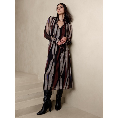 바나나리퍼블릭 bananarepublic Fit-and-Flare Midi Dress