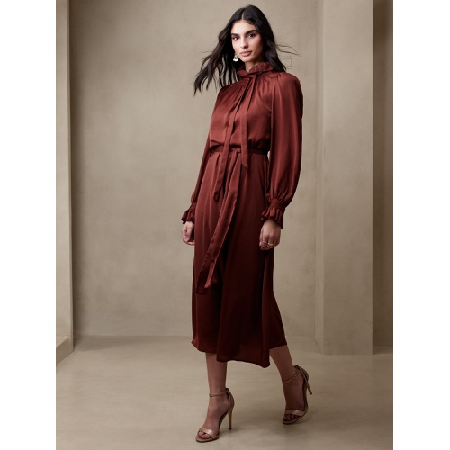바나나리퍼블릭 bananarepublic Fit-and-Flare Midi Dress