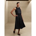 Linen-Blend Midi Skirt