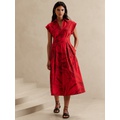 Band-Waist Poplin Midi Dress