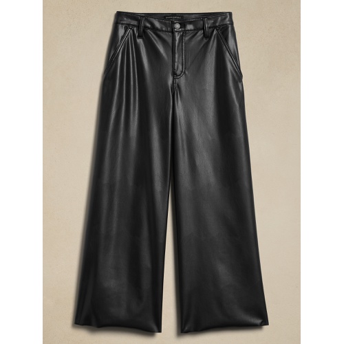 바나나리퍼블릭 Vegan Leather Wide-Leg Crop Pant