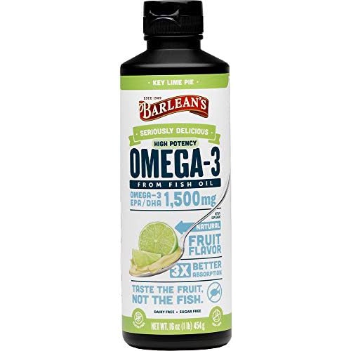  Barleans Organic Oils Barleans Key Lime Pie High Potency Omega 3 Fish Oil Supplements - 1500mg of Omega 3 EPA/DHA for Brain, Heart, Joint, & Immune Health - All Natural Fruit Flavor, Non GMO, Gluten Fre