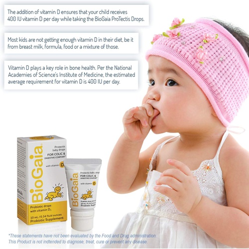  BioGaia Protectis Baby Probiotic Drops + Vitamin D Reduces Colic, Gas & Spit-ups Healthy Poops Reduces Crying & Fussing & Promotes Digestive Comfort Newborns, Babies & Infants 0.34