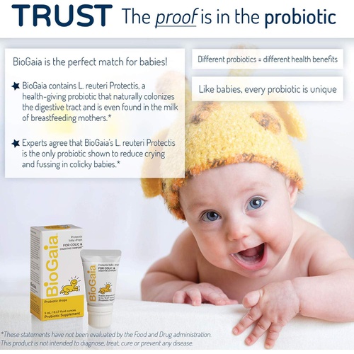  BioGaia Protectis Baby Probiotic Drops + Vitamin D Reduces Colic, Gas & Spit-ups Healthy Poops Reduces Crying & Fussing & Promotes Digestive Comfort Newborns, Babies & Infants 0.34