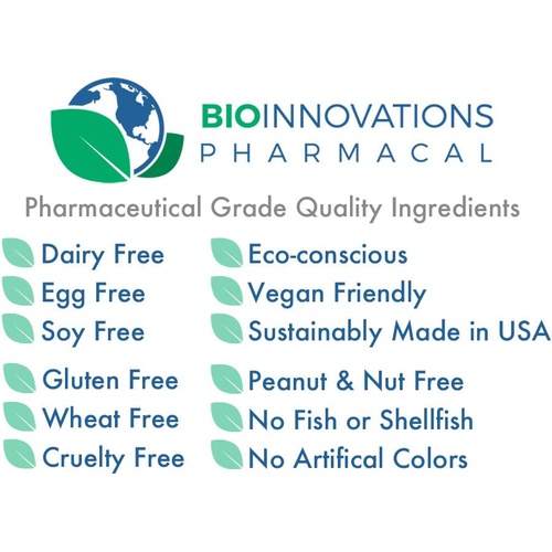  Bio-Innovations Pharmacal Folic Acid 5mg (Vitamin B9 Folate) 100 Vegan Capsules
