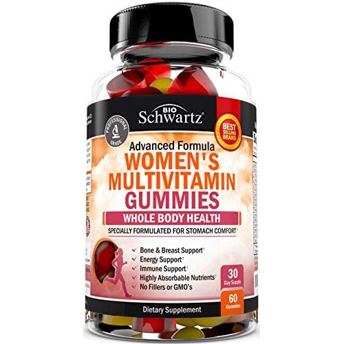  BioSchwartz Womens Multivitamin Gummies with A C B6 B12 D & E Vitamins for Immune Support - Gummy Multivitamins for Bone Breast Skin Joint & Energy Health - Multivitamin for Women - Mixed Berr