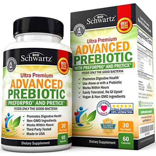  BioSchwartz Prebiotics for Advanced Gut Health - Immune System Support & Dietary Fiber - Fuels Good Bacteria Growth to Promote Digestive Health - Gas & Digestion Support - Probiotics for Men &