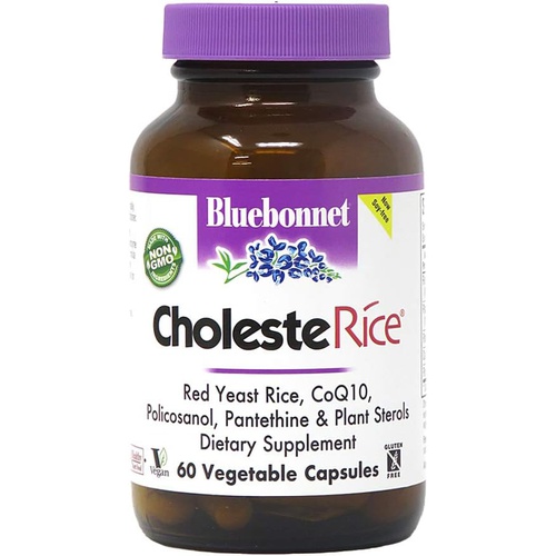  Bluebonnet Nutrition CholesteRice Vegetable Capsules, Red Yeast Rice, Plant Sterols, Pantethine, CoQ10, Policosanol, Vegan, Vegetarian, Non GMO, Gluten Free, Milk Free, SOY-FREE, 6