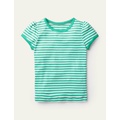 Boden Short-Sleeved Pointelle Top - Aloe Green/Ivory