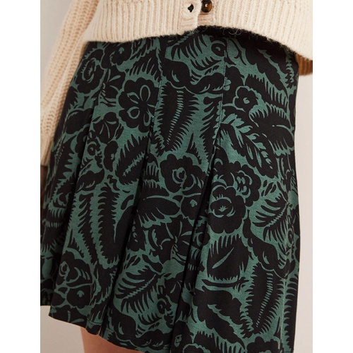 보덴 Boden Jersey Mini Skirt - Trekking Green Abstract Garden