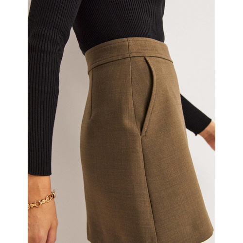 보덴 Boden A-line Wool Blend Mini Skirt - Khaki