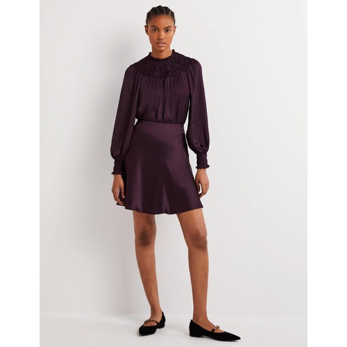 보덴 Boden Purple Satin Bias-cut Mini Skirt - Fig