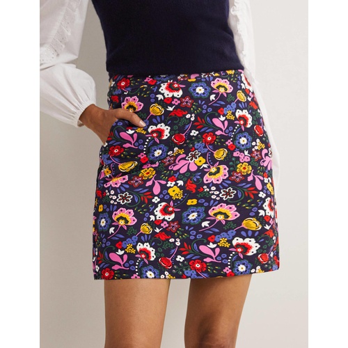 보덴 Boden Jersey A-Line Mini Skirt - Navy, Pretty Paradise