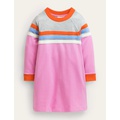 Boden Sporty Raglan Dress - Lilac Chiffon Stripe