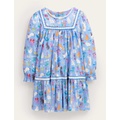 Boden Lace Trim Woven Dress - Blue Bunnies