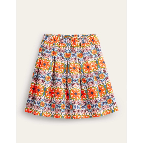 보덴 Boden Pleated Cotton Skirt - Multi, Tapestry Stripe