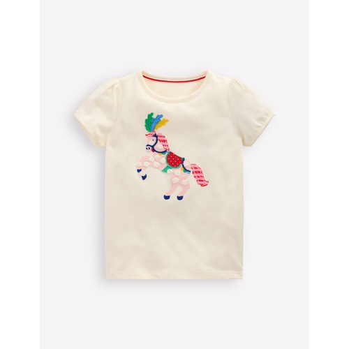 보덴 Boden Puff Sleeve Applique T-shirt