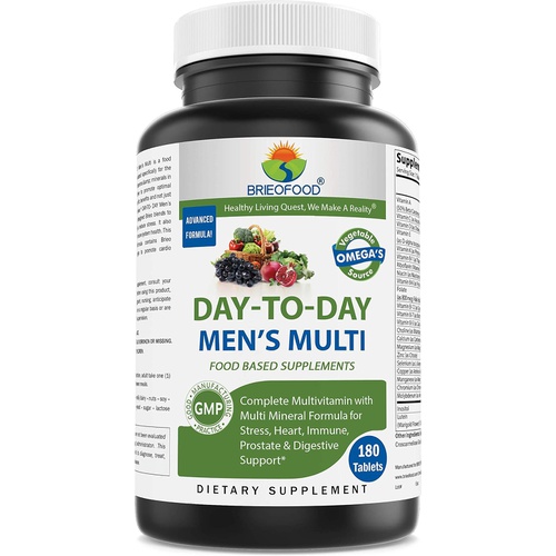  BRIOFOOD Day-to-Day Mens Multi 180 Tablets - Food Based Supplement with Vegetable Source Omegas