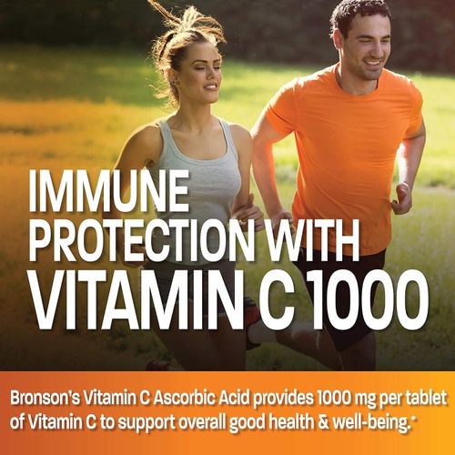  Bronson Vitamin C 1000 mg Premium Non-GMO Ascorbic Acid - Maintains Healthy Immune System, Supports Antioxidant Protection - 250 Tablets