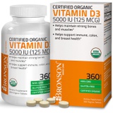 Bronson Vitamin D3 5,000 IU (1 Year Supply) for Immune Support, Healthy Muscle Function & Bone Health, High Potency Organic Non-GMO Vitamin D Supplement, 360 Tablets