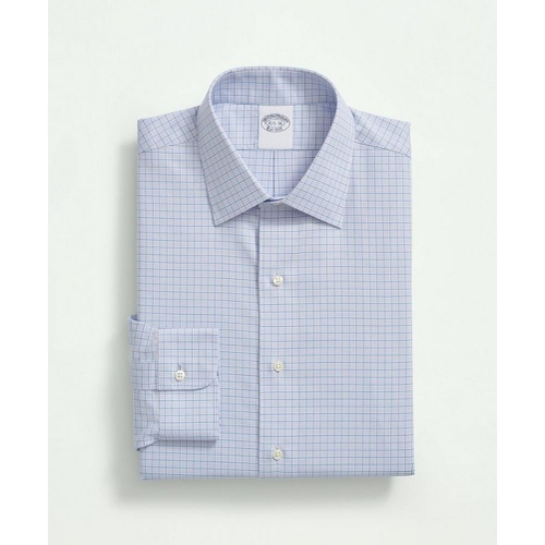 브룩스브라더스 Stretch Supima Cotton Non-Iron Royal Oxford Ainsley Collar, Windowpane Dress Shirt