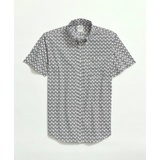 Cotton Poplin Button-Down Collar, Rope Print Short-Sleeve Sport Shirt