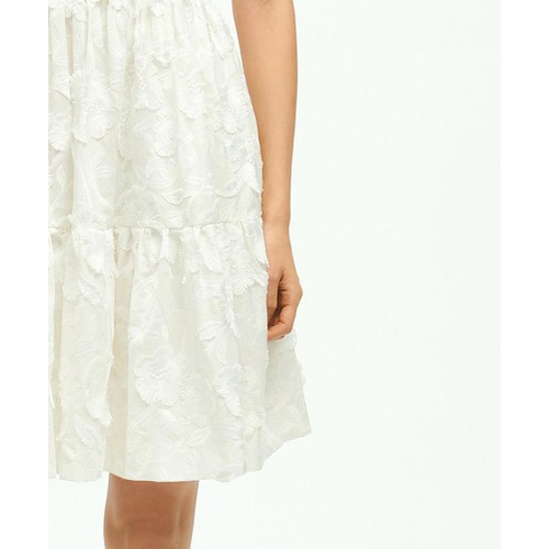 브룩스브라더스 Cotton A-Line Floral Applique Embroidered Dress