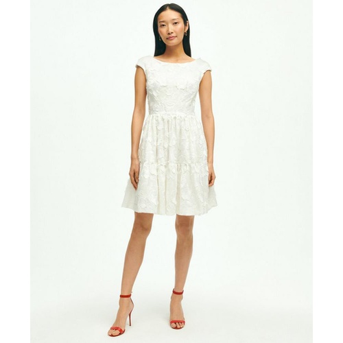 브룩스브라더스 Cotton A-Line Floral Applique Embroidered Dress