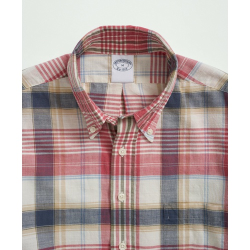 브룩스브라더스 Washed Cotton Madras Popover Button-Down Collar Sport Shirt