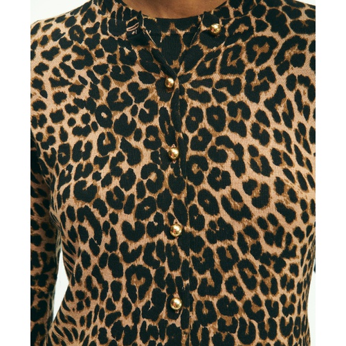 브룩스브라더스 Merino Wool Leopard Print Cardigan
