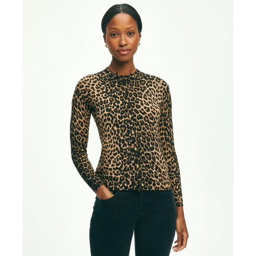 브룩스브라더스 Merino Wool Leopard Print Cardigan