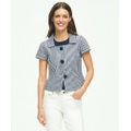 Short Sleeve Gingham Jacket In Bi-Stretch Cotton
