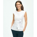 Peplum Wrap-Waist Shell In Cotton Blend