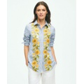 Sunflower Embroidered Striped Shirt In Cotton