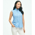 Eyelet Flutter Sleeve Blouse In Cotton