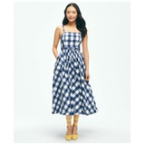 Gingham Jacquard Fit-And-Flare Dress In Cotton