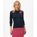 Rose Intarsia Sweater in Silk-Cashmere