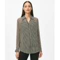 Relaxed Houndstooth Blouse in Chiffon with Removable Camisole