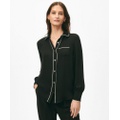 Contrast Detail Blouse in Silk Georgette