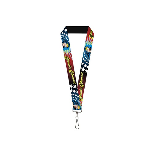  Buckle-Down Unisex-Adults Lanyard-10-Wonder Woman Face W/Stars, Multicolor, One-Size
