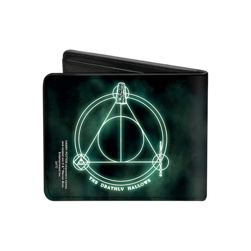  Buckle-Down Mens The Deathly Hallows Cloak/Stone/Wand Trinity Black/Greens, Multicolor, Standard Size