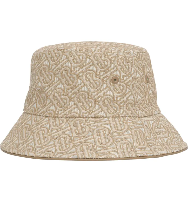 Burberry Embroidered TB Monogram Canvas Bucket Hat_TB TAN / SOFT FAWN
