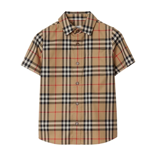 버버리 Burberry Kids Owen Short Sleeve Vintage Check Shirt (Toddler/Little Kid/Big Kid)